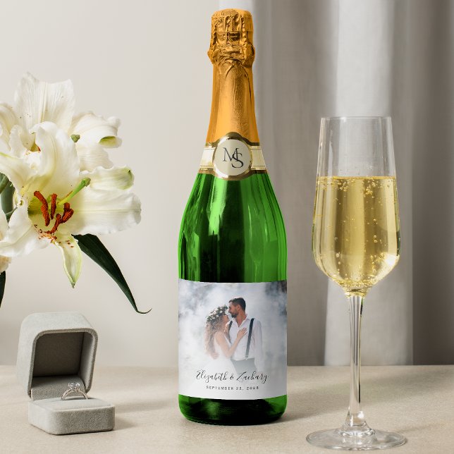 Étiquettes Pour Bouteilles De Vin Mousseux Photo personnalisé de coutume de mariage (Créateur téléchargé)