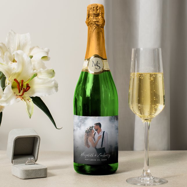 Étiquettes Pour Bouteilles De Vin Mousseux Photo personnalisée de mariage (Créateur téléchargé)