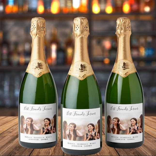 Étiquettes Pour Bouteilles De Vin Mousseux Photo personnalisée meilleurs amis éternellement b (Créateur téléchargé)