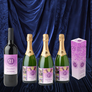 Étiquettes Pour Bouteilles De Vin Mousseux Photos, 21e Anniversaire Champagne Parties scintil