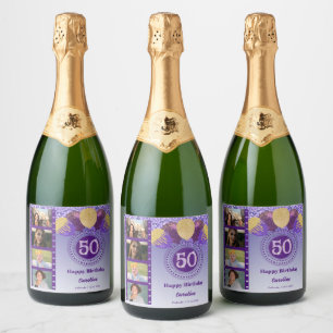 Étiquettes Pour Bouteilles De Vin Mousseux Photos, 50e anniversaire Champagne Parties scintil