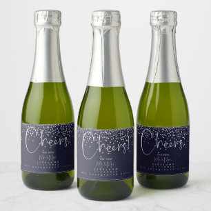 Étiquettes Pour Bouteilles De Vin Mousseux PixDezines Bravo Faux Argent+Bleu Marine