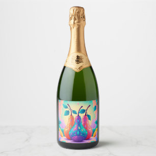Étiquettes Pour Bouteilles De Vin Mousseux Poire colorée