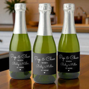 Étiquettes Pour Bouteilles De Vin Mousseux Pop Et Cheer Quand Le Bébé Est Ici Baby shower Fav
