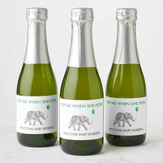 Étiquettes Pour Bouteilles De Vin Mousseux Pop Me When She Pops Baby Elephant Sparkling Wine (Bouteilles)