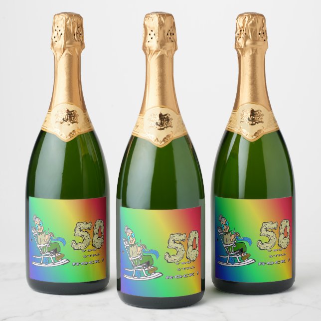 Étiquettes Pour Bouteilles De Vin Mousseux Pour son 50e anniversaire Rainbow Sparkling Wine L (Bouteilles)