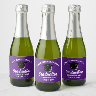 Étiquettes Pour Bouteilles De Vin Mousseux Purple Félicitations Graduation Party Custom