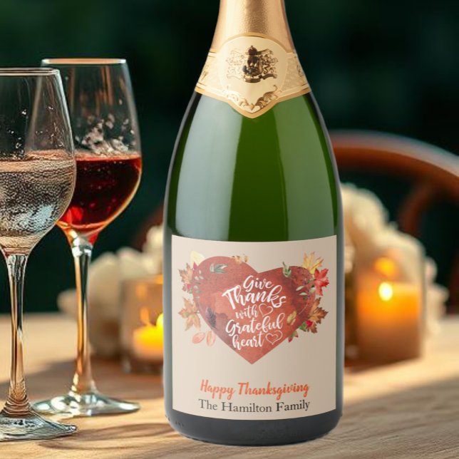 Étiquettes Pour Bouteilles De Vin Mousseux Remerciez Gratusement Thanksgiving Brown (Créateur téléchargé)