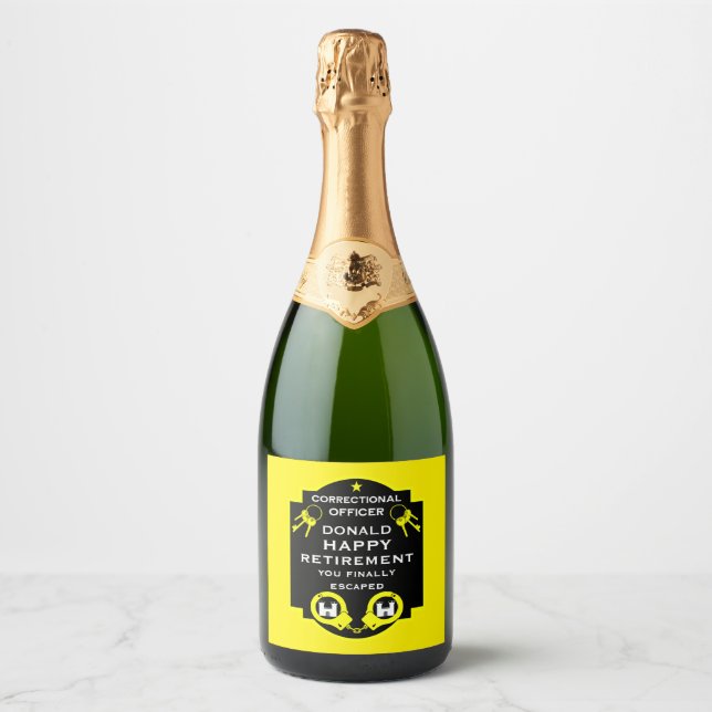 Étiquettes Pour Bouteilles De Vin Mousseux Retraite de l'agent pénitentiaire (Devant)
