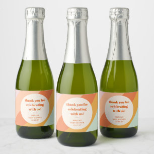 Étiquettes Pour Bouteilles De Vin Mousseux Retro Mint Orange Stripes Baby shower personnalisé