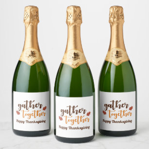 Étiquettes Pour Bouteilles De Vin Mousseux Réunissez-vous pour la fête de Thanksgiving aux co