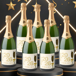 Étiquettes Pour Bouteilles De Vin Mousseux Réveillon du Nouvel An Champagne Élégant