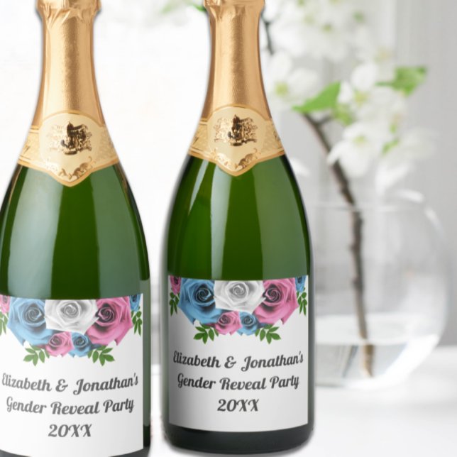 Étiquettes Pour Bouteilles De Vin Mousseux Révélation de genre Rose Bouquet (Créateur téléchargé)
