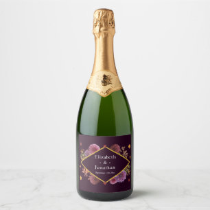 Étiquettes Pour Bouteilles De Vin Mousseux Romantique Automne Dahlia Mariage