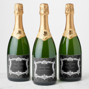 Étiquettes Pour Bouteilles De Vin Mousseux Romantique, élégant français encadré