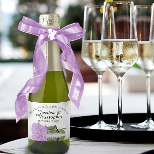 Étiquettes Pour Bouteilles De Vin Mousseux Romantique Lilac violet Rose Mariage Merci Mini