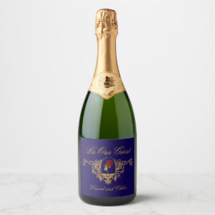 Étiquettes Pour Bouteilles De Vin Mousseux Rose rouge de beauté