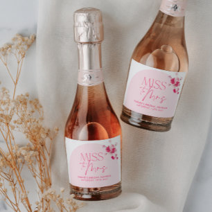 Étiquettes Pour Bouteilles De Vin Mousseux Roses de Fête des mariées florale rose moderne
