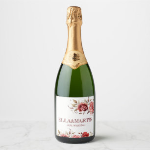 Étiquettes Pour Bouteilles De Vin Mousseux roses de printemps rose pour la boutique de vin