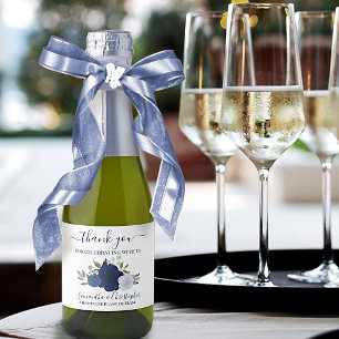 Étiquettes Pour Bouteilles De Vin Mousseux Russe Bleu Rose Mariage Merci Mini