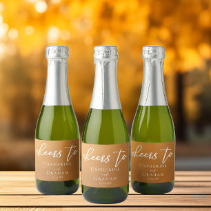 Étiquettes Pour Bouteilles De Vin Mousseux Rustique Gold Earth Tone Simple Mariage de automne