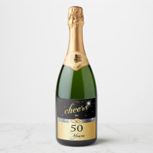Étiquettes Pour Bouteilles De Vin Mousseux Salutations à 50 ans Parties scintillant satinée O