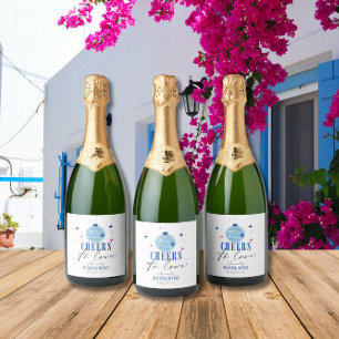 Étiquettes Pour Bouteilles De Vin Mousseux Santorin baby shower de Bougainvilliers en tuiles