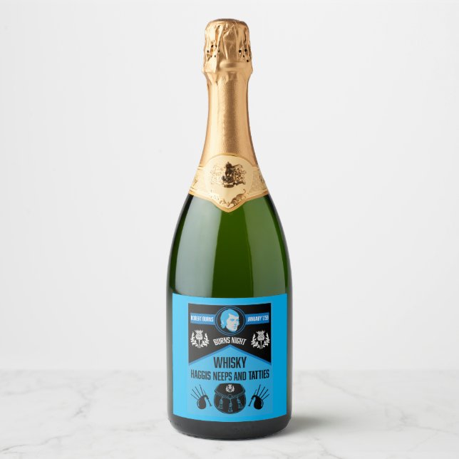 Étiquettes Pour Bouteilles De Vin Mousseux Scottish Burns Night Super (Devant)