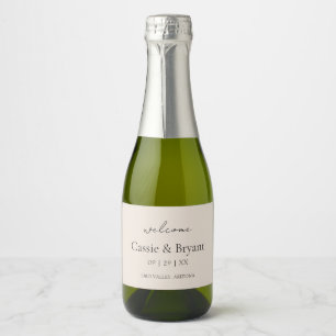 Étiquettes Pour Bouteilles De Vin Mousseux Script moderne classique élégant mariage bienvenue