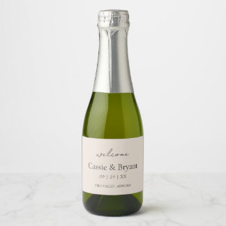 Étiquettes Pour Bouteilles De Vin Mousseux Script moderne classique élégant mariage bienvenue