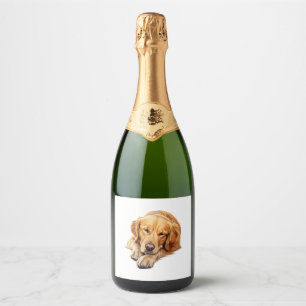 Étiquettes Pour Bouteilles De Vin Mousseux Serene Golden Retriever Resting - Peacial Dog Art