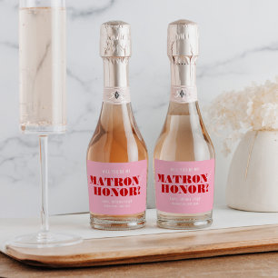Étiquettes Pour Bouteilles De Vin Mousseux Serez-vous mon maître d'honneur gras rose et rouge