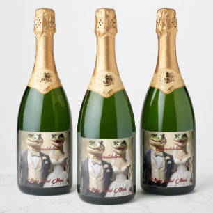 Étiquettes Pour Bouteilles De Vin Mousseux "Serrer l'amour : une affaire Mariage crocodilienn