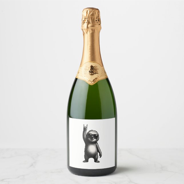 Étiquettes Pour Bouteilles De Vin Mousseux Sloth Rocking Dance (Devant)