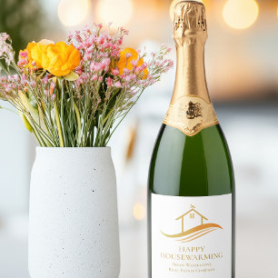 Étiquettes Pour Bouteilles De Vin Mousseux Société immobilière Gold Happy Houseréchauffer