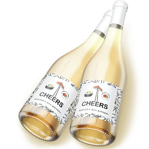 Étiquettes Pour Bouteilles De Vin Mousseux Soirée d'anniversaire Sushi Accueil personnalisé