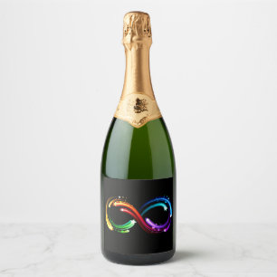 Étiquettes Pour Bouteilles De Vin Mousseux Symbole de l'infini des comètes arc-en-ciel