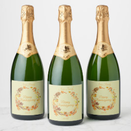 Étiquettes Pour Bouteilles De Vin Mousseux Thanksgiving Elégant Personnalisé