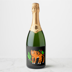 Étiquettes Pour Bouteilles De Vin Mousseux Tigre à flowers