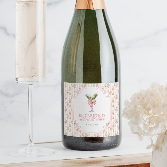 Étiquettes Pour Bouteilles De Vin Mousseux 'Tini Bit Ancien Martini Coquette Anniversaire (Créateur téléchargé)