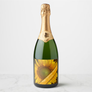 Étiquettes Pour Bouteilles De Vin Mousseux Tournesol du 18e anniversaire