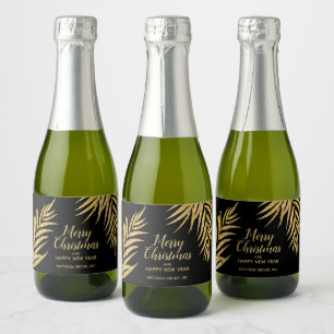 Étiquettes Pour Bouteilles De Vin Mousseux Tropical Gold Parties scintillant Palm Christmas H