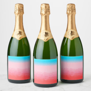 Étiquettes Pour Bouteilles De Vin Mousseux Turks and Caicos Blue et Coral Ombre
