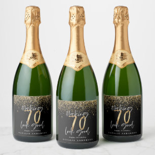 Étiquettes Pour Bouteilles De Vin Mousseux Typographie moderne parties scintillant d'or chic