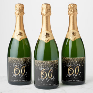Étiquettes Pour Bouteilles De Vin Mousseux Typographie moderne parties scintillant d'or chic 