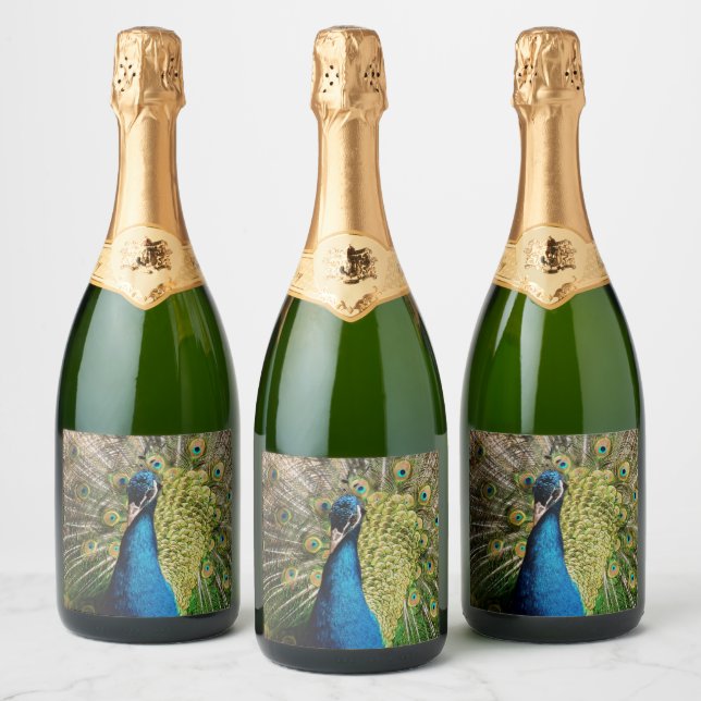 Étiquettes Pour Bouteilles De Vin Mousseux Un paon caché (Bouteilles)