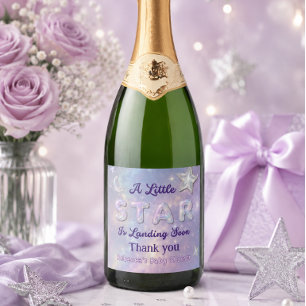 Étiquettes Pour Bouteilles De Vin Mousseux Une petite étoile atterrit bientôt Baby Shower cél