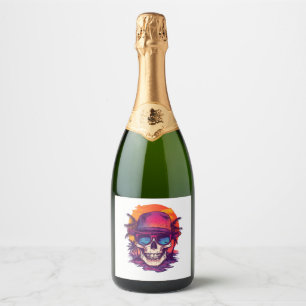 Étiquettes Pour Bouteilles De Vin Mousseux Vibe du crâne tropical