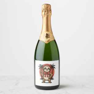 Étiquettes Pour Bouteilles De Vin Mousseux Vibes d'été Sloth (2)