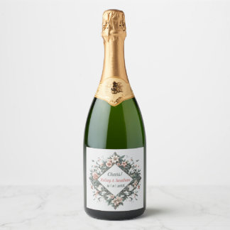 Étiquettes Pour Bouteilles De Vin Mousseux Vigne florale